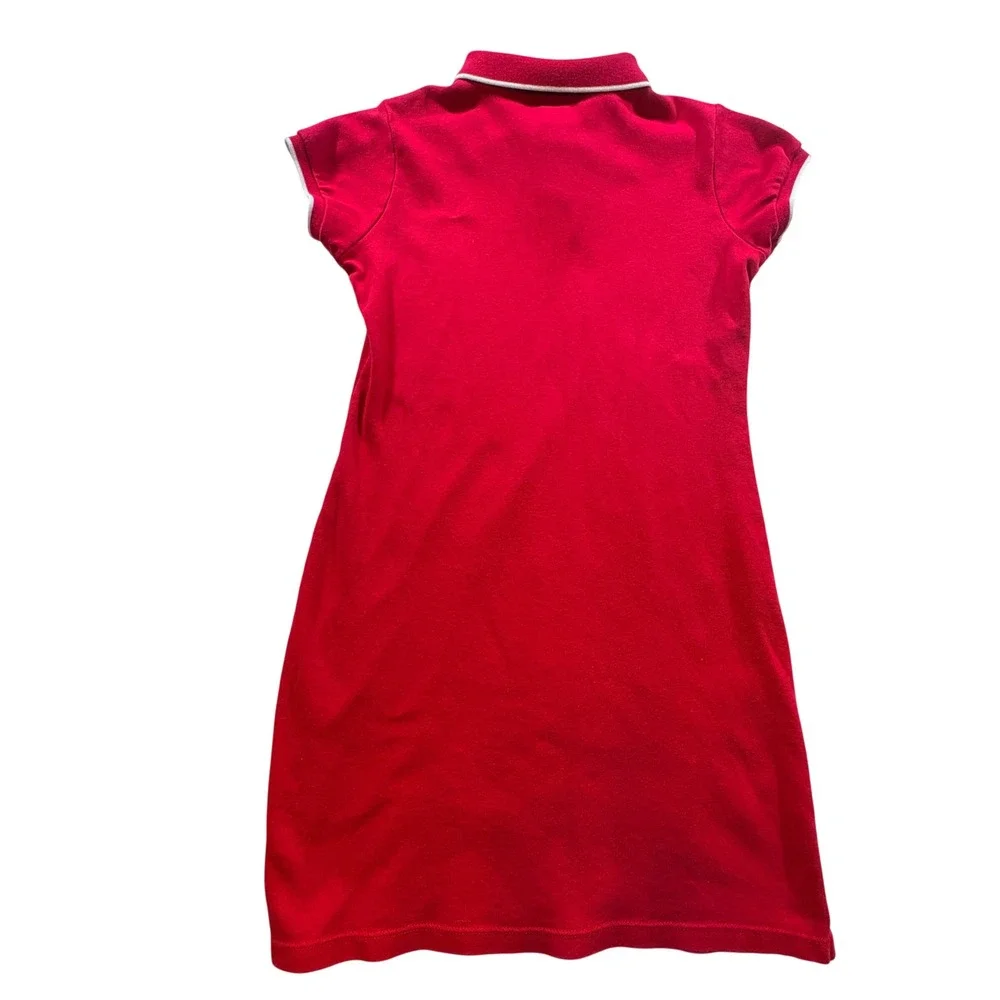 Ralph Lauren Polo Dress Girls Large Red Cotton Short Sleeve Tipped Collar Pony